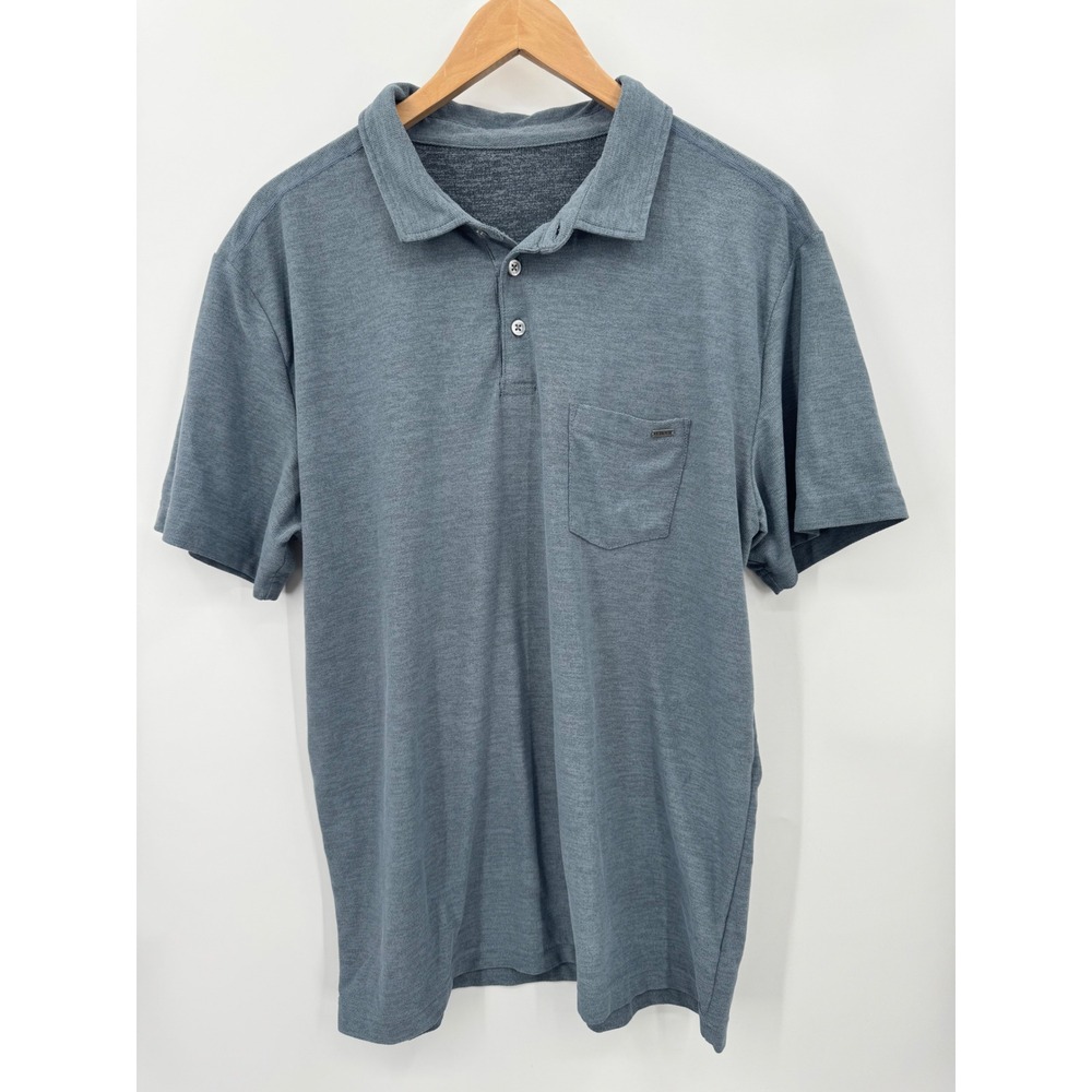 Vuori Ace Polo Mens L Blue Pique Slim Fit Chest Pocket V164 - Picture 11 of 11